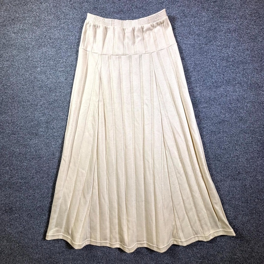 Vintage Todd Oldham Long Maxi Skirt Women's M Beige Cotton Striped Wedding USA
